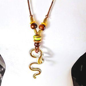 SNAKE PENDANT*NECKLACE*LAMPWORK ART GLASS *HAND CRAFTED*UNISEX*